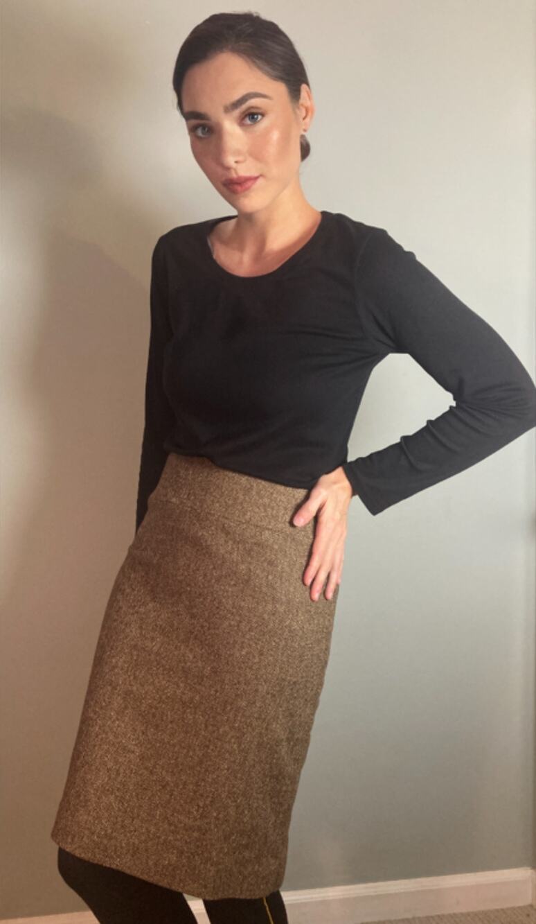 Calypso Cristianne Celle Wool Tweed Pencil Straight Skirt Classic Elegance ~Sz M
